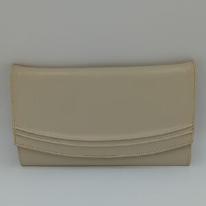 Vintage Women's Clutch Beige Snap Faux Leather Strap Slim Formal Minimalist
